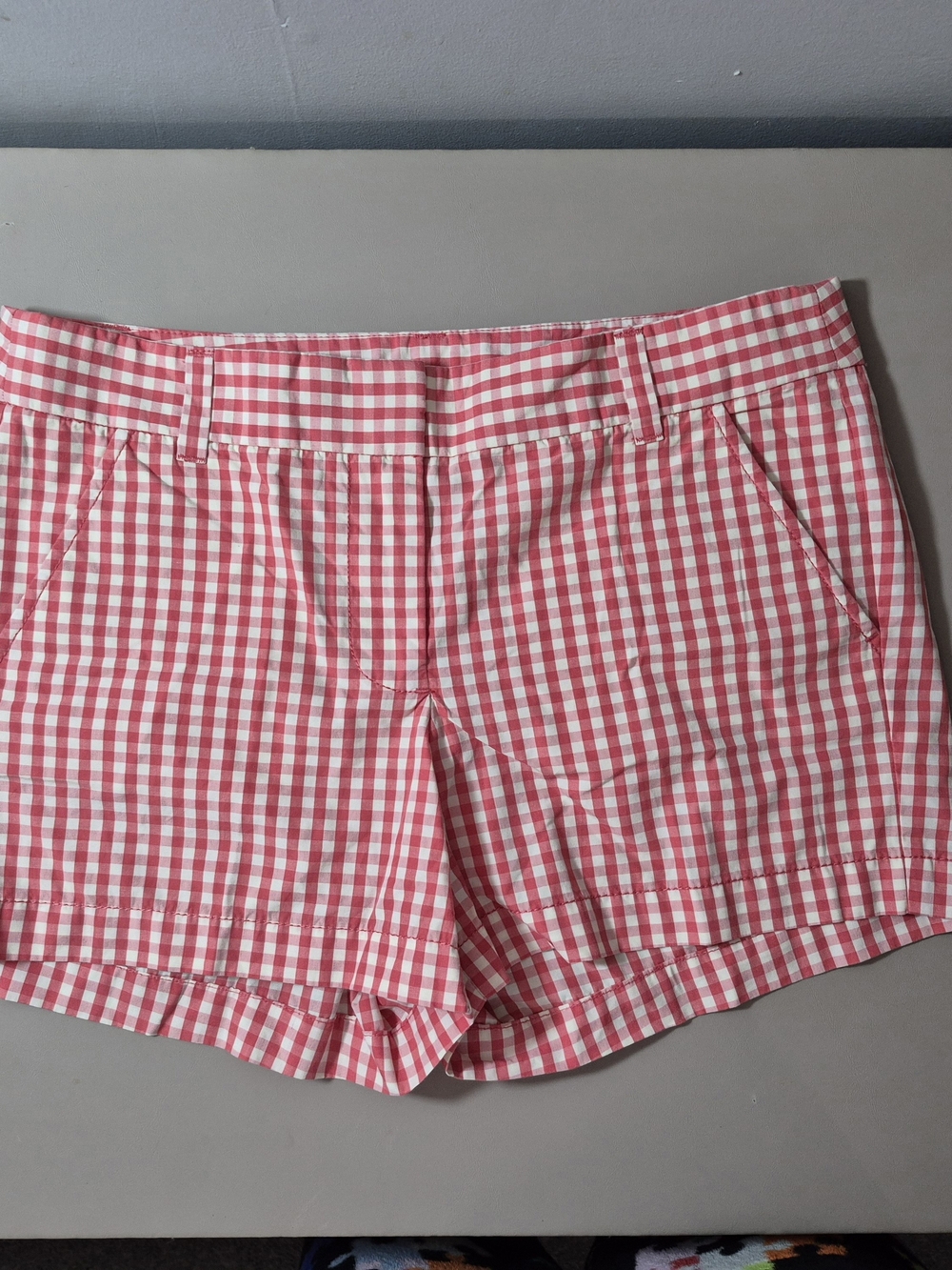 J.Crew Pink White Gingham High Rise Shorts Size 4 100% Cotton
